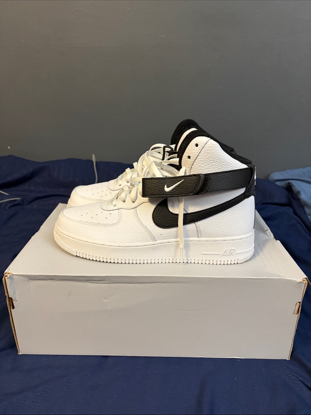 Nike Air Force 1 High-Top Sneakers in White and Black